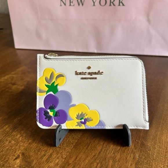 kate spade Handbags - Kate Spade Wild Petal Medium L-Zip Card Holder